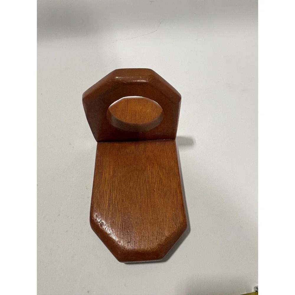 Vintage Handcrafted Wood Wall Sconce‎ Candle Holder Rustic Oak Finish Geometric
